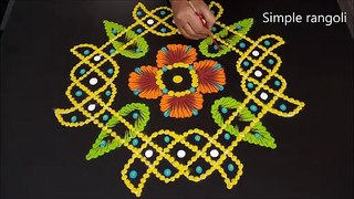 Creative Sikku, Kolam Designs ,For Diwali Seaosn ,  Meikala Muggulu, Using Tools,   Colour Rangoli ,Design