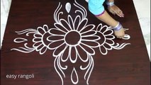 Creative Sunflower, kolam designs  ,  Freehand Flower ,Rangoli patterns  ,  Flower muggulu, without dots