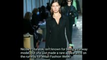 Brad Pitt’s Girlfriend Nicole Poturalski Walks the Runway During Milan Fashion W