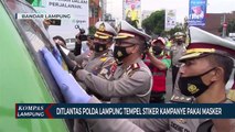Ditlantas Polda Lampung Pasang Stiker Kampanyekan Pakai Masker