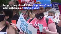Protesters at Supreme Court call out hypocrisy of Senate Republicans