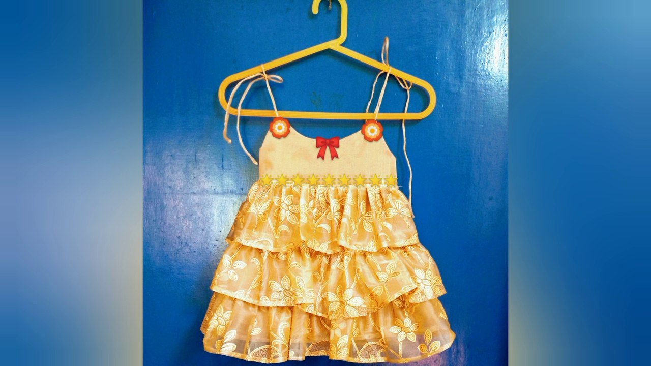 Frill Baby Frock Cutting And Stitching/Three layer gathered ruffle frock Full Tutorial