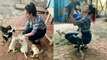 Munmun Dutta Plays With Rescue Puppies On Sets Of Taarak Mehta Ka Ooltah Chashmah