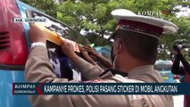 Kampanye Prokes, Polisi Pasang Sticker Ayo Pakai Masker Di Mobil Angkutan