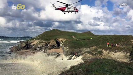 Incredible Footage Shows Dog Rescued By Helicopter
