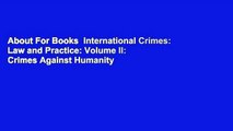 About For Books  International Crimes: Law and Practice: Volume II: Crimes Against Humanity  For