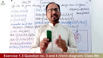 Unit 1 Exercise 1.3 Question no. 3 and 4 Class 8th Math (Venn diagrams) Operation on Sets Learning Zone.