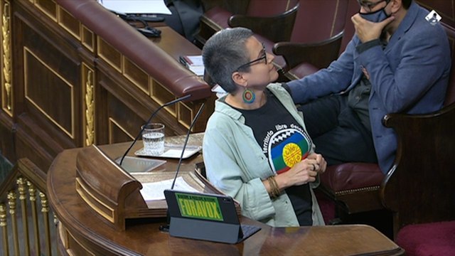 Batet pide a una diputada de ERC que retire una pancarta contra Vox