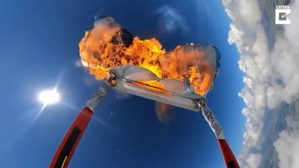 Man Sets Own Parachute On Fire
