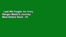 Lest We Forget: An Army Ranger Medic's Journey  Best Sellers Rank : #4