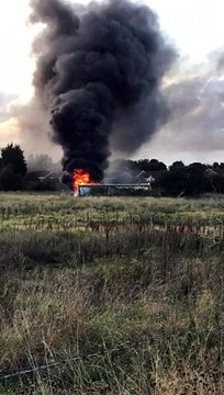 Residents urged to keep windows and doors closed as firefighters tackle large container blaze