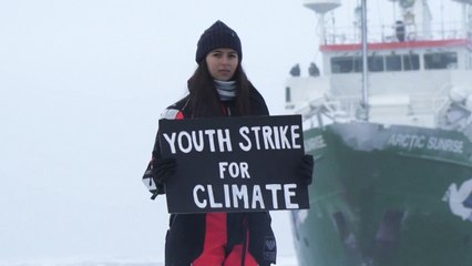 Teen Climate Activist Protests On Ice In The Arctic