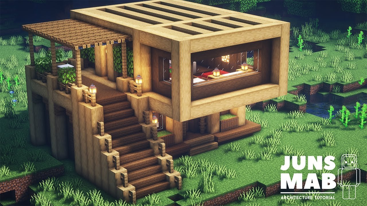 Minecraft- How to Build a Wooden House - Easy Survival House Tutorial #11