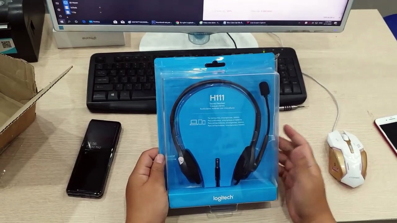 Tai nghe kèm mic Logitech H111 giá 100K làm Youtube - mua trên shopee, lazada...