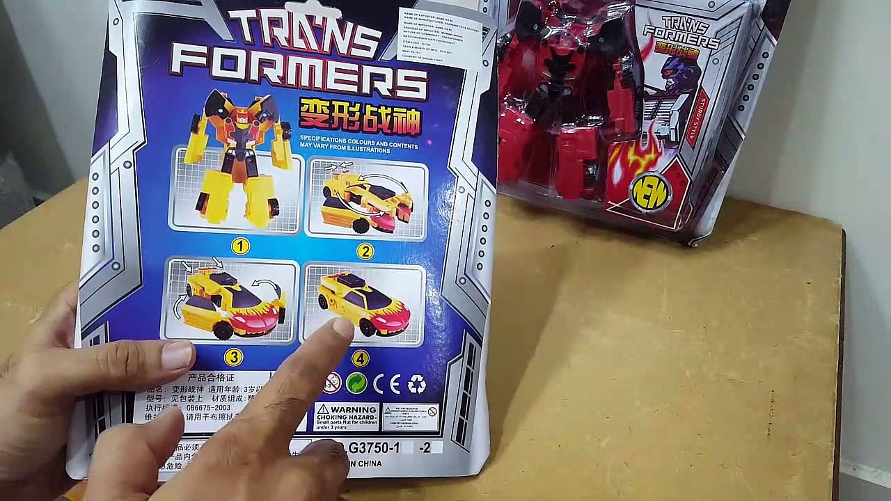 Unboxing and review of transformers toys car optimus prime and bumblebee