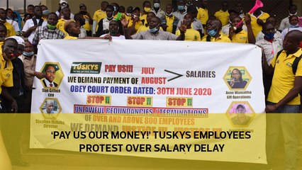 'Pay us our money!' Tuskys employees protest over salary delay