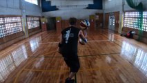 Guy Dribbles Four Basketballs At Once