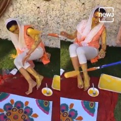 Haldi Ceremony In Corona Times! Paint Roller Used For Ritual Turmeric Paste On Bride-To-Be