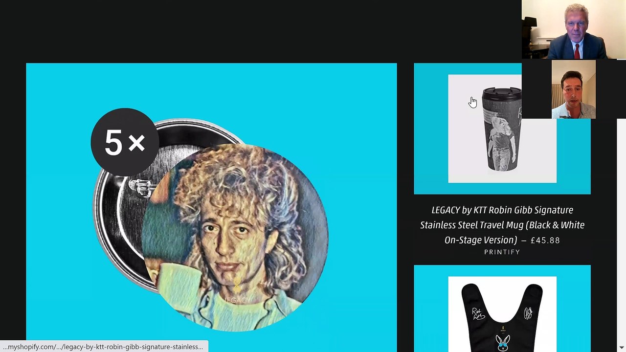 Don't Miss Out !! KTT Legacy & GSI proudly present Andrew Eborn & RJ Gibb Robin Gibb Signature Stainless Steel Travel Mug (Black & White On-Stage Version)