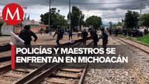 Enfrentamiento por desalojo en vías del tren de Michoacán deja 14 policías heridos