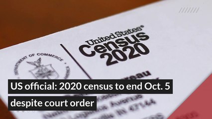 US official: 2020 census to end Oct. 5 despite court order, and other top stories in general from October 01, 2020.