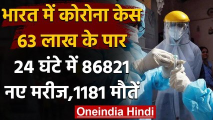 Coronavirus India Update : कुल केस 63 लाख के पार,24 घंटे में 86821 नए मरीज | वनइंडिया हिंदी