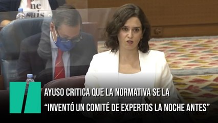 Ayuso critica que la normativa se la “inventó un comité de expertos la noche antes para imponerla”
