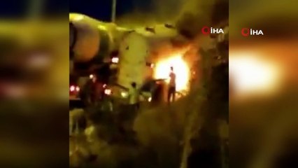 Seyir halindeki hafriyat kamyonu yandı