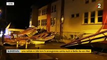 Tempête Alex - Regardez les premières images des dégâts de la nuit et en particulier dans le Morbihan avec une rafale de vent à 186 km/h en milieu de nuit à Belle-Ile-en mer