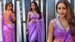 Naagin 5 Fame Surbhi Chandna Latest Bold and Sexy Photoshoot in Purple Saree