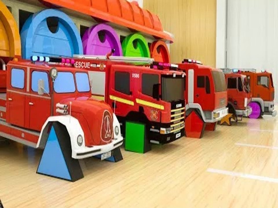 Learn Shapes with Fire Trucks Assembly Rectangle Tyres, Surprise Garage Street Vehicles for Toddlers