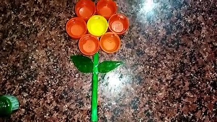 How to Flower using Waste plastic Caps / Craft / SCREEN ON