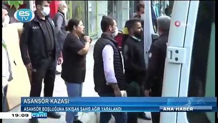 Asansör boşluğuna sıkışan şahıs ağır yaralandı