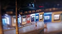 Alkollü Rus turist, önce ATM'yi sonra sokak köpeğini tekmeledi