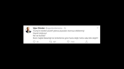Uğur Dündar: Bizim Sağlık Bakanlığı'nnın kriterlerine göre Trump hasta değil, hatta vaka bile değil!