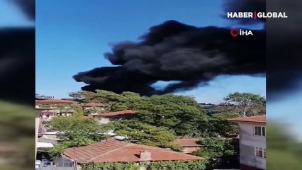 Lastik deposunda korkutan yangın