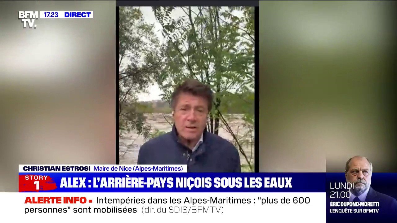 Christian Estrosi sur la tempête dans les Alpes-Maritimes:  "Jusque vers minuit, nous sommes à un niveau d'inquiétude extrêmement élevé"