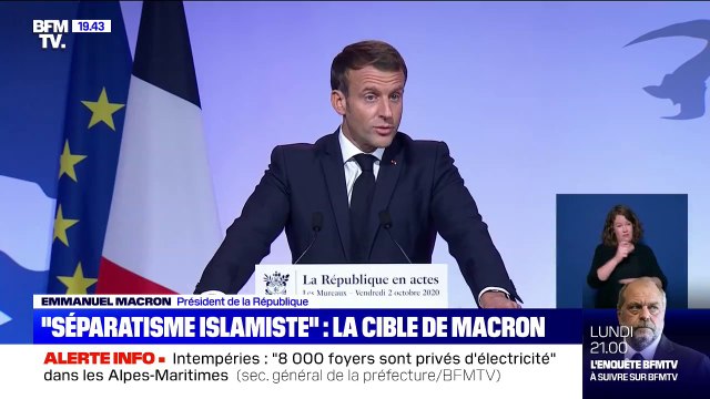Emmanuel Macron annonce un projet de loi pour s'attaquer au séparatisme islamiste