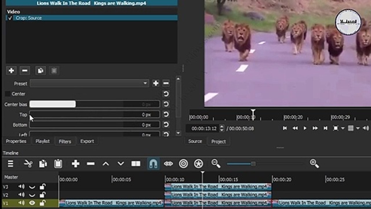 Two ways of creating horizontally split screens in shotcut (Simplified)