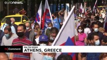 شاهد: متظاهرون يونانيون يحتجون ضد زيارة أمين عام حلف 