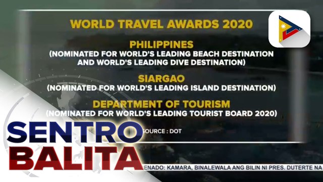 #SentroBalita | Pilipinas, nominado sa apat na kategorya sa World Travel Awards 2020