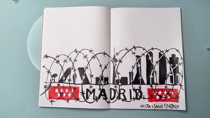 La resistencia en Madrid dibuja su 'skyline' con una valla de espinas