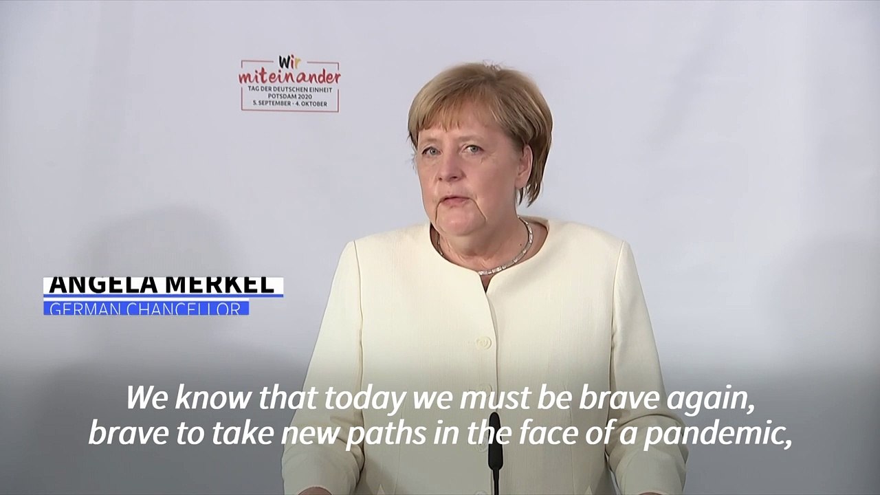 Merkel calls for courage in virus crisis on Germany reunification anniversary