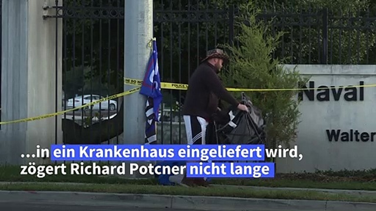 Trump-Anhänger hält Wacht vor Krankenhaus