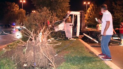 Kartal'da trafik kazası...Ortalık savaş alanına döndü, yıkılan ağacı vatandaşlar kaldırdı