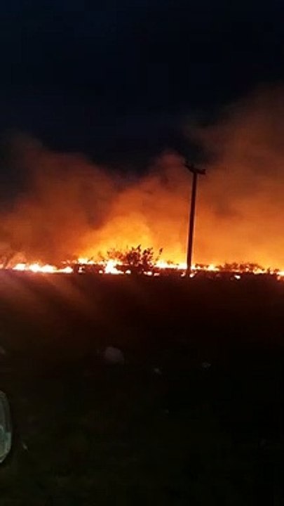 Incendio de pastizales en cercanías a la empresa López Hnos.