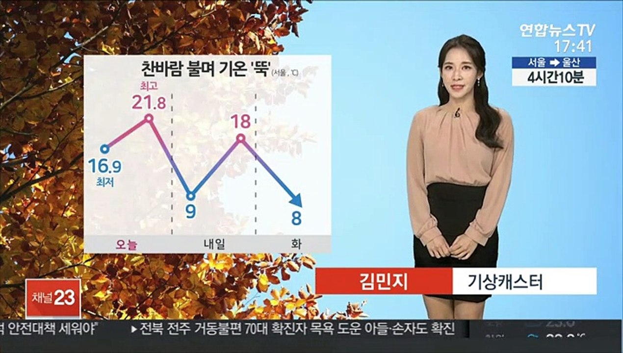 [날씨] 내일 아침 올가을 최저 기온…찬바람 불며 쌀쌀
