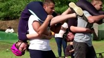 Husbands compete in wife-carrying race in Hungary