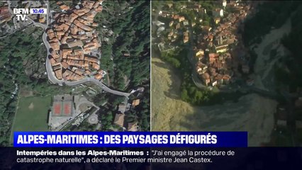 AVANT/APRES - Des paysages défigurés après les intempéries dans les Alpes-Maritimes
