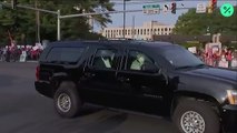 President Drives By Supporters Outside Hospital